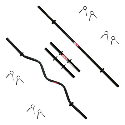 Ssr Sport kit barra Z con barra recta y mancuernas de metal con seguros 1 pulgada Color Negro 2.5 kg | Envío gratis