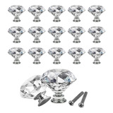 Tirador Cristal Forma Diamante Para Cajón Armario 15pcs