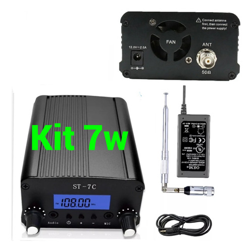 Transmissor  Para Rádio  Fm 7w St  Estéreo  Kit   Completo 