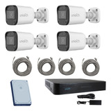 Kit Cctv Uniarch Ip 4mp 2.8mm Nvr Poe 4ptos Disco Duro 500g Color Blanco