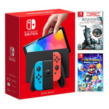 Nintendo Switch Oled + Mario Rabbids + Assassins Creed