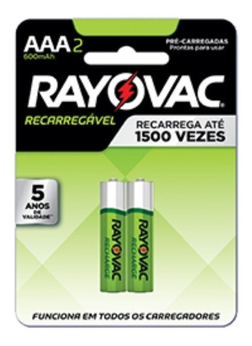 Pilha Recarregavel Rayovac Kit 5 Cartelas Com 2 Unidades