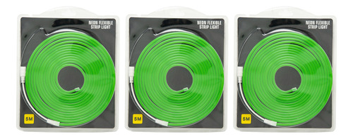 3 Tiras Led Neon Flex Silicon Verde 5 Metros 12x6mm 12v Ip65