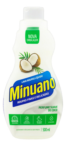 Lava-roupas Líquido Roupas Finas E Delicadas Coco Minuano Frasco 500ml