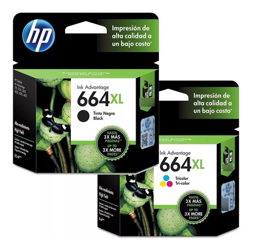 Cartuchos Hp 664xl Negro + 664xl Color Pack Combo Original