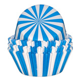 100 Capacillos Cupcake #72,rayas Azules Y Blancas