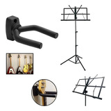 Kit Musical Suporte Para Violão E Estante Tripé Partitura