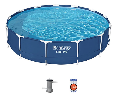 Piscina Estructural Circular De 8680 Litros Con Filtro Bestway, Color Azul, 110 V, 2006 L/h