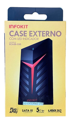 Case Gaveta Externa Com Hd 1tb Usb 3.0 2.5 Gamer P/ Ps3 Ps4 Ps5 Xbox Notebook Smart Tv Desktop Cpu Pc