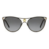 Lentes De Sol Versace Polarizados Negro Mujer Ve2237 1433t3 Lente Gris Oscuro Varilla Dorado/negro Diseño Ojo De Gato