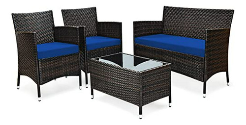 Conjunto De Sofás De Patio Relax4life - Rattan De Exterior C