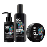 Kit Go Rock Shampoo + Balm Tattoo + Pomada + Shampoo