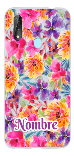 Funda Zte Rosas Flores Personalizada Con Tu Nombre