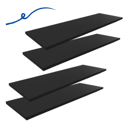 4 Prateleiras De Parede 120x25 Madeira Mdf Preto