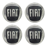 Jogo Emblema Resinado Fiat Preto Centro Calota Roda 48mm