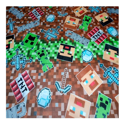 Tnt Estampado Minecrafte Decoração De Festas  5,00m X 1,40