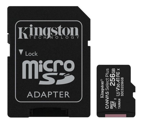 Memoria Kingston Microsd 256gb 100 Mb/seg Canvas Sdcs Negro