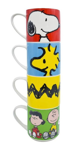 Tazas Apilables Snoopy Porcelana 330ml 4pzas