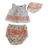 Ropa Conjunto Bebe - Set 3 Piezas: Remera + Bombacha Gorrito