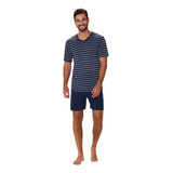 Pijama Masculino Liganete Malha Fria Listrado Podiun - 8057