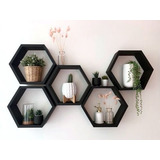 Repisa Flotante  Hexagonales Decorativas Negra