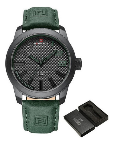 Reloj Naviforce Original Nf9202 Cuero Verde + Estuche