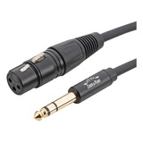 Cabo P10 Stereo - Xlr Fêmea 1,5m Pro Audio Ouro Profissional