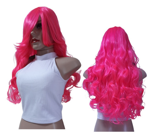 Peruca Anime Cosplay Personagem Rose Rosa/preto +capa Wig 