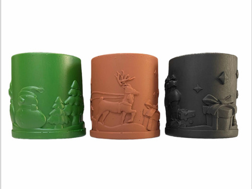 Porta Velas Navidad Alto Relieve 3pzas Regalo Sorpresa