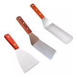 Set 3 Espatulas Churrasqueras Gruesa Asado Cocina Plancha