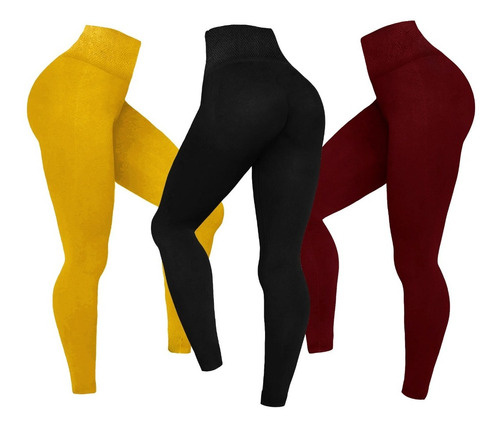 Set Leggins Mayon Licra Afelpada Cintura Alta 3 Pzas