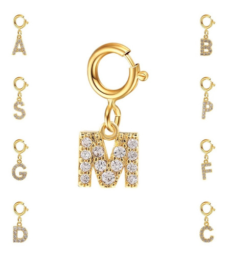 Cadena Eslabones Oro 18k Charm Letras Inicial Full Diamante 