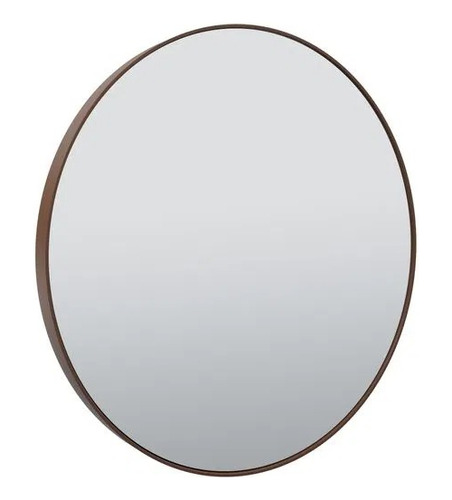 Espelho 90cm Gigante Redondo Com Moldura Borda Couro Adnet