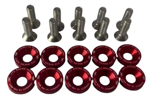 Arandelas Aluminio Moto Auto Atv Ftx 6mm M6 X10u Rojo