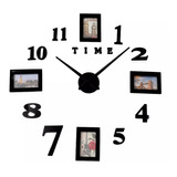 Reloj De Pared 3d Tamaño 100x100cm Grande Color Negro 