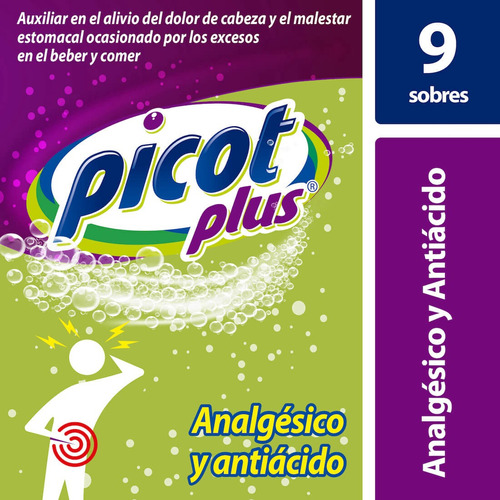 9 Sobres De Antiácido Y AnaLGésico Picot Plus Efervescente