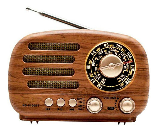 Radio Vintage Retro Bluetooth Usb Parlante Mp3 Am/fm 8100bt 