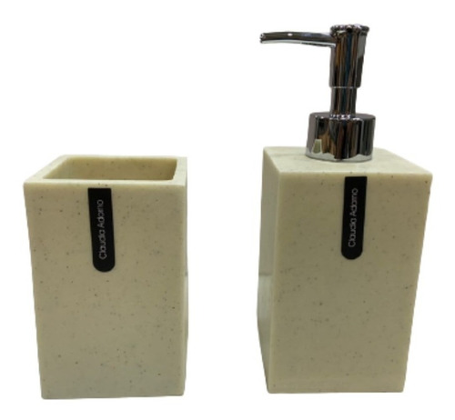 Set X 2 Accesorios De Baño Dispenser Y Vaso Resina Cuadrada