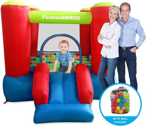 Picassotiles Kc106 Castillo Tobogan Piscina Pelotas Inflable