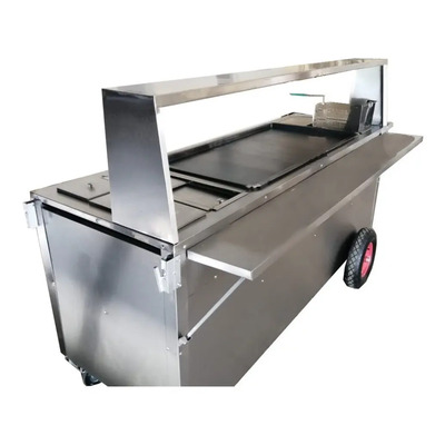 Carrito Hot Dogs y Hamburguesas Acero Inoxidable con Freidora y Plancha | Meses sin interés