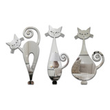 Espelho Decorativo Três Gatos Decoração Sala Quarto Gatinho