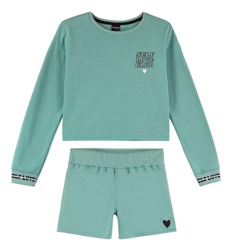 Conjunto Amora Juvenil Teen Feminino Moletom Short Blusa 1