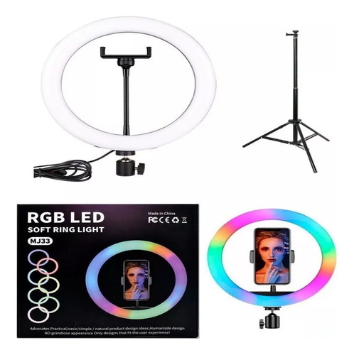 Aro De Luz 13 Pulgadas Rgb Con Tripie Y Soporte Celular, Led