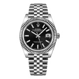 Relógio Rolex Datejust Prateado Com Preto Com Caixa Original