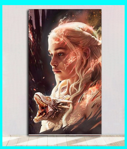 Cuadro Decorativo Game Of Thrones 29x50 Cm Daenerys Dragon 