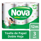 Toalla De Papel Nova Extra Diseño 3 Unidades De 12 Mt