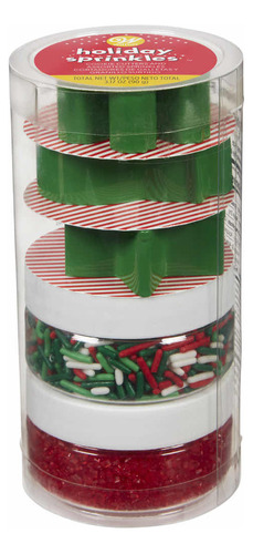 Set Cortadores Molde Galletas+ Sprinkles Rojo Navidad Wilton