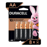 Set 8 Pilas Aa Duracell Mas Duracion