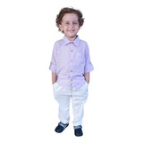 Conj Masculino Infantil Meninos Camisa Calça Kids Rosa 1-3