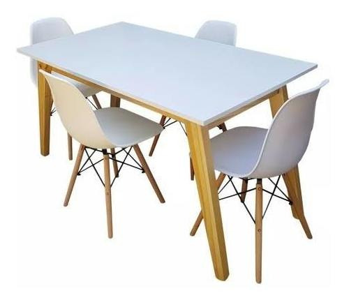 Juego Completo Mesa Escandinava 140x80 + 4 Sillas Eames.